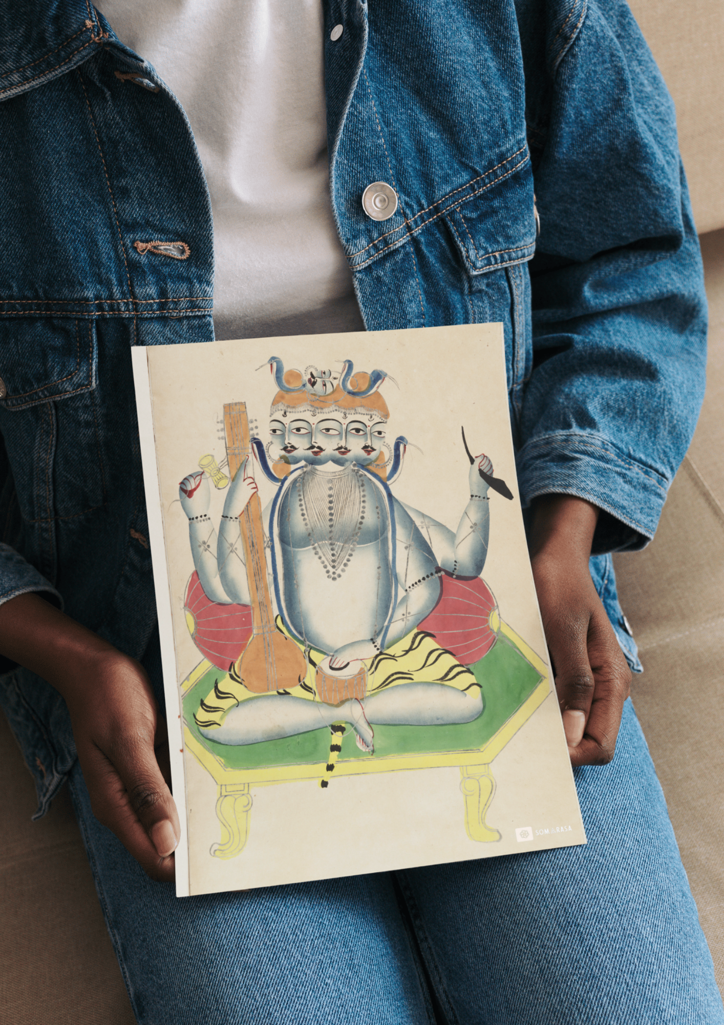 Panchanan Shiva Enthroned – Kalighat Painting Reprint (A3 Poster)