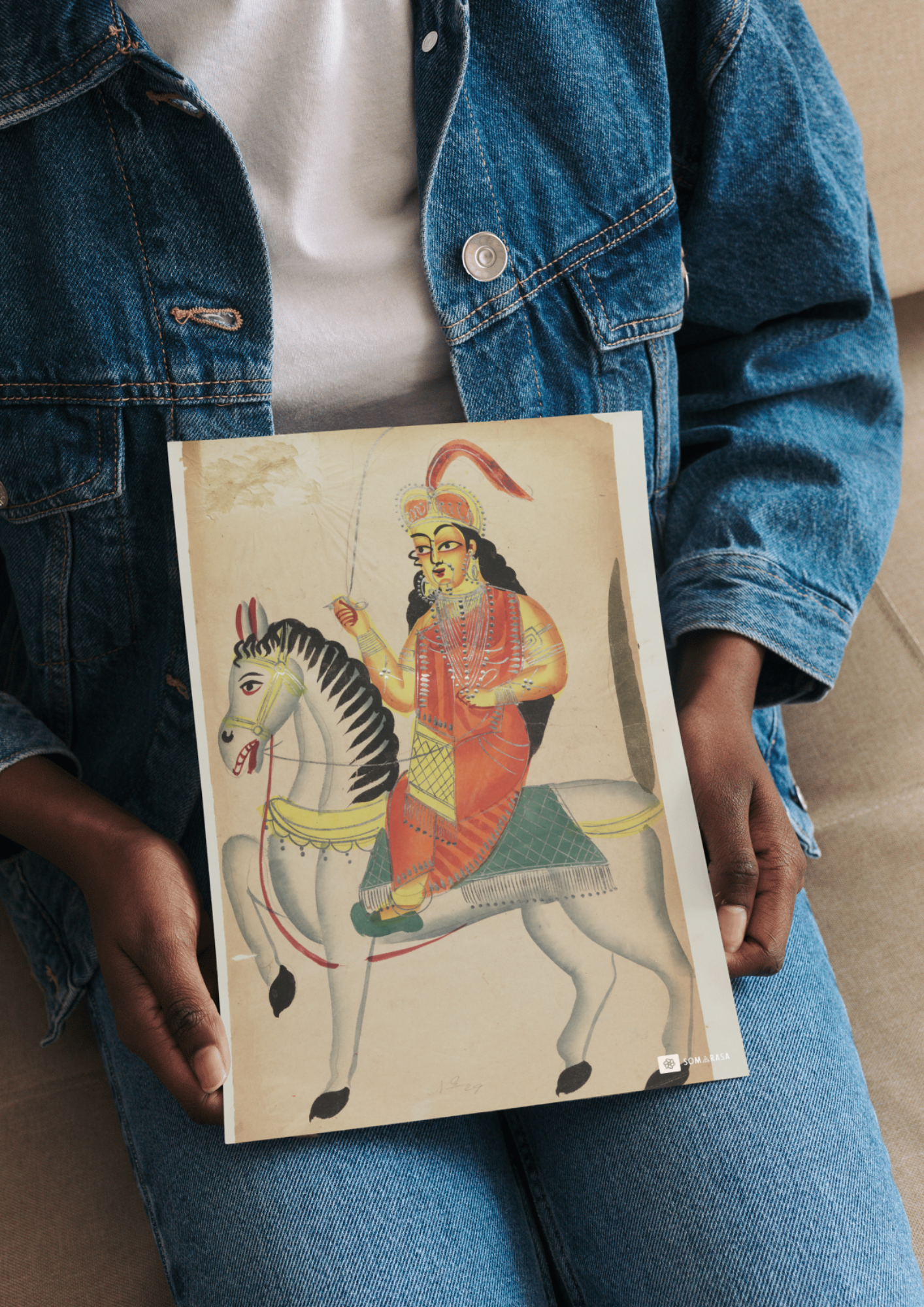 Rani of Jhansi on Horseback – Kalighat Painting Reprint (A3 Poster)
