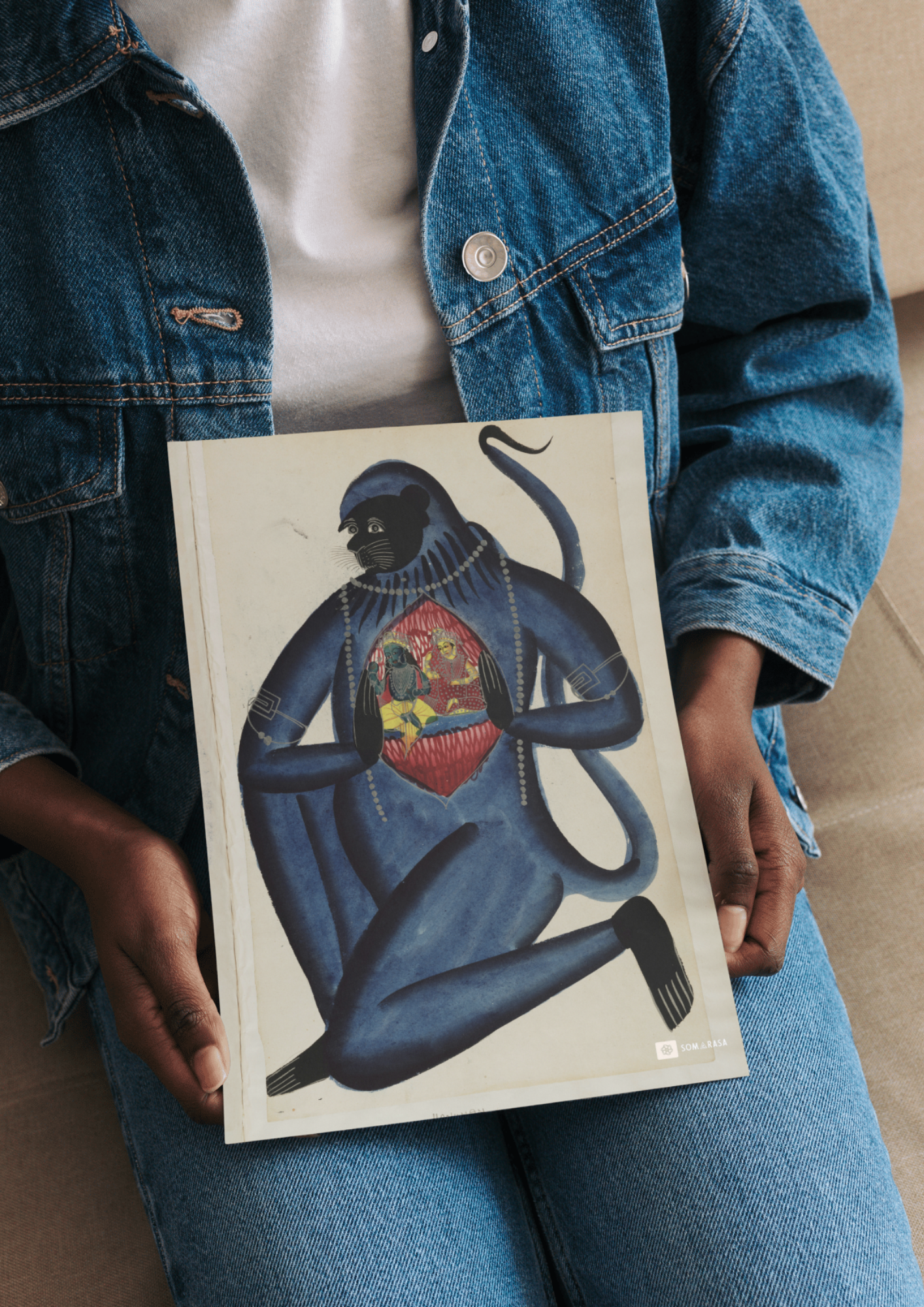 Hanuman Reveals His Heart – Kalighat Painting Reprint (A3 Poster)