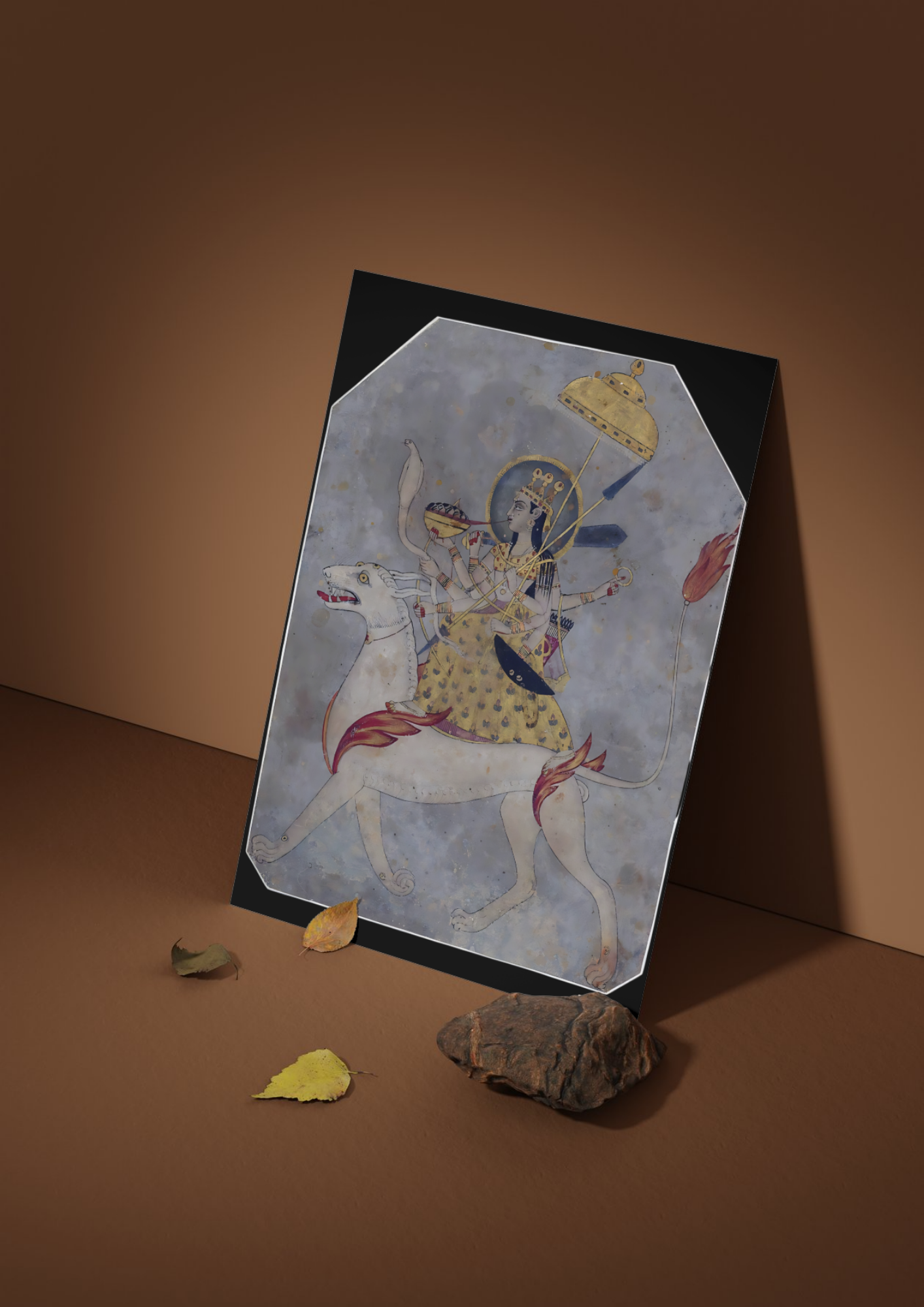 Durga on Her Divine Mount – Power, Grace &amp; Protection (A3 Poster)