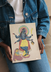 Krishna as Kali Worshipped by Radha – Kalighat Painting Reprint (A3 Poster)