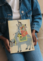 Shankar & Parvati on Nandi – Kalighat Painting Reprint (A3 Poster)