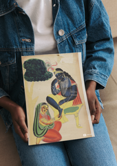 Radha Serving Krishna – Kalighat Painting Reprint (A3 Poster)