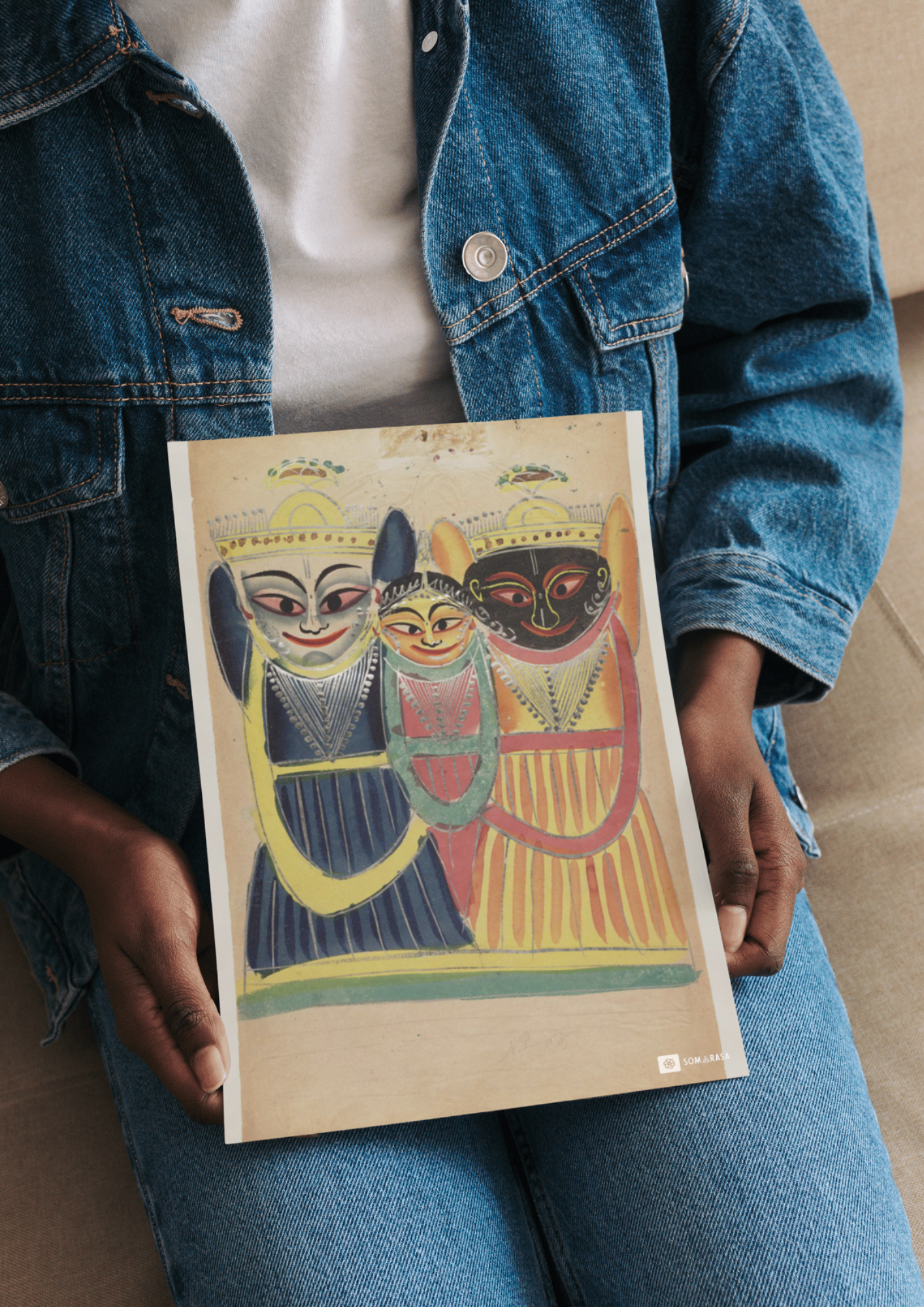 Jagannath, Balabhadra, and Subhadra – Kalighat Painting Reprint (A3 Poster)