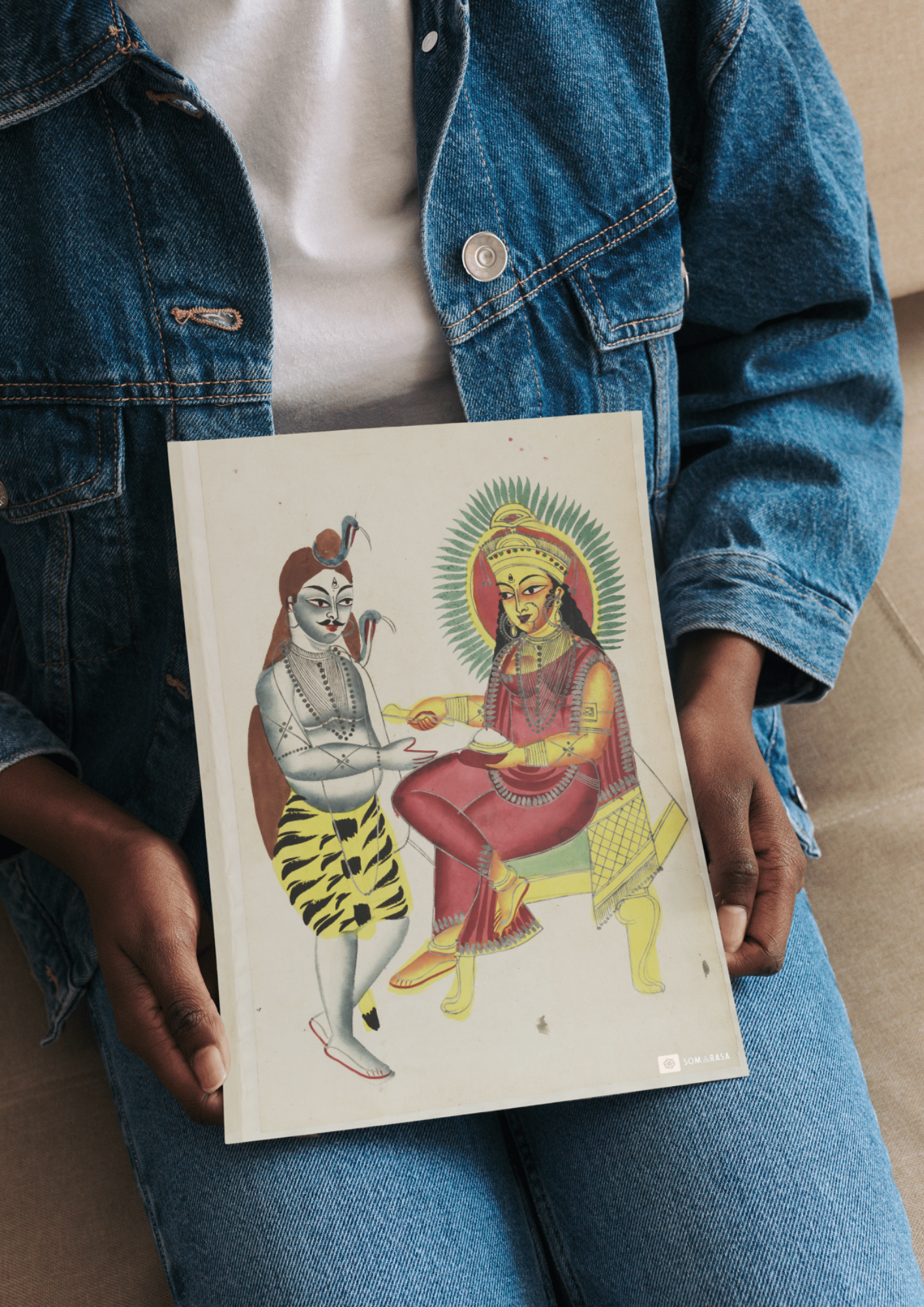 Shiva and Annapurna – Kalighat Painting Reprint (A3 Poster)