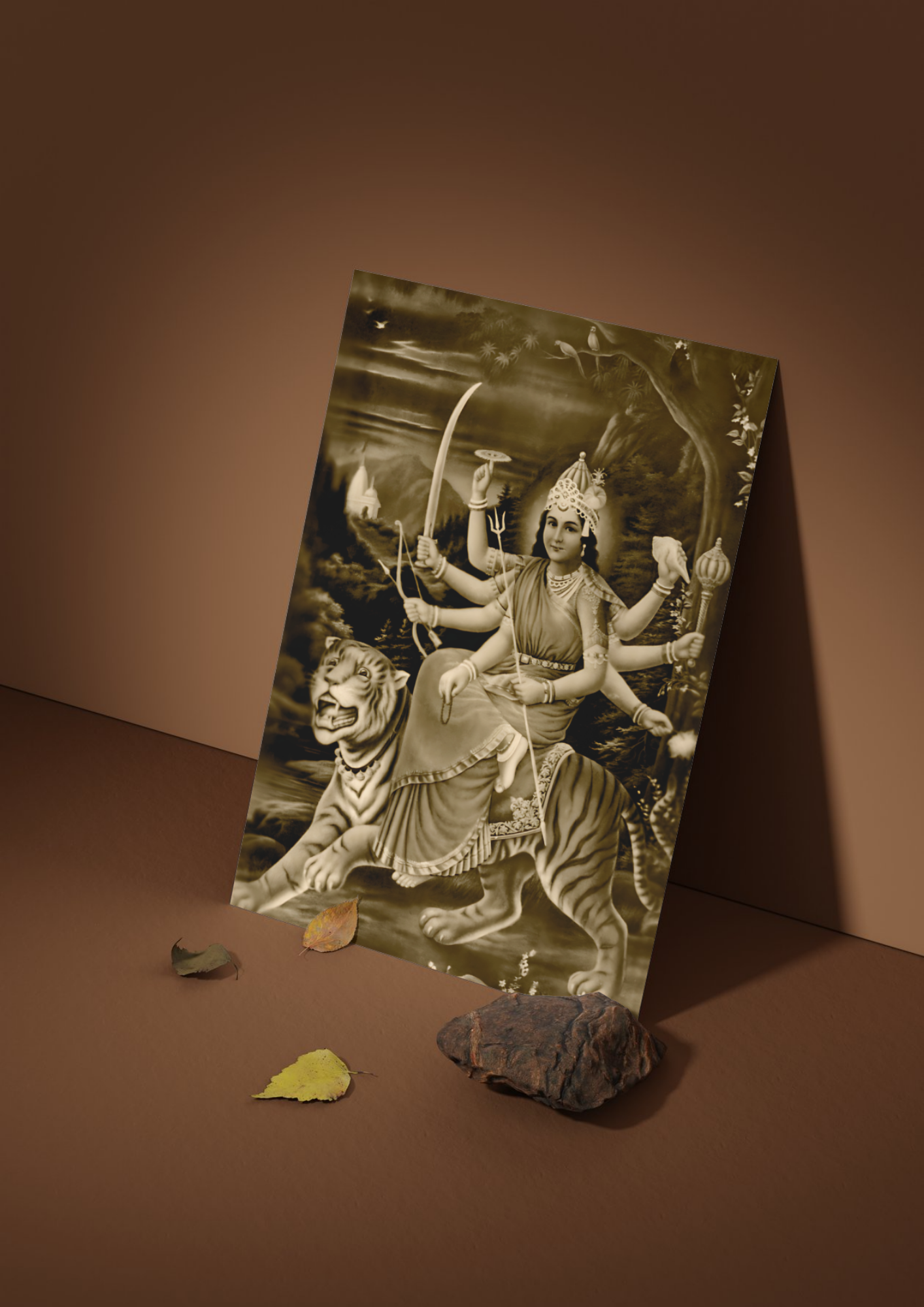 Durga Simhavahini – The Divine Warrior Goddess (A3 Vintage Poster)