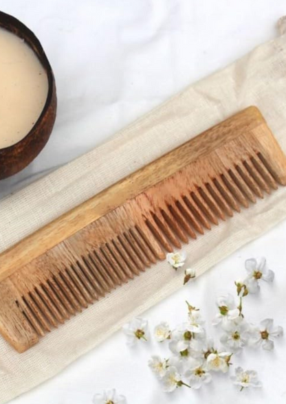 Dual Lily Neem Wood Comb