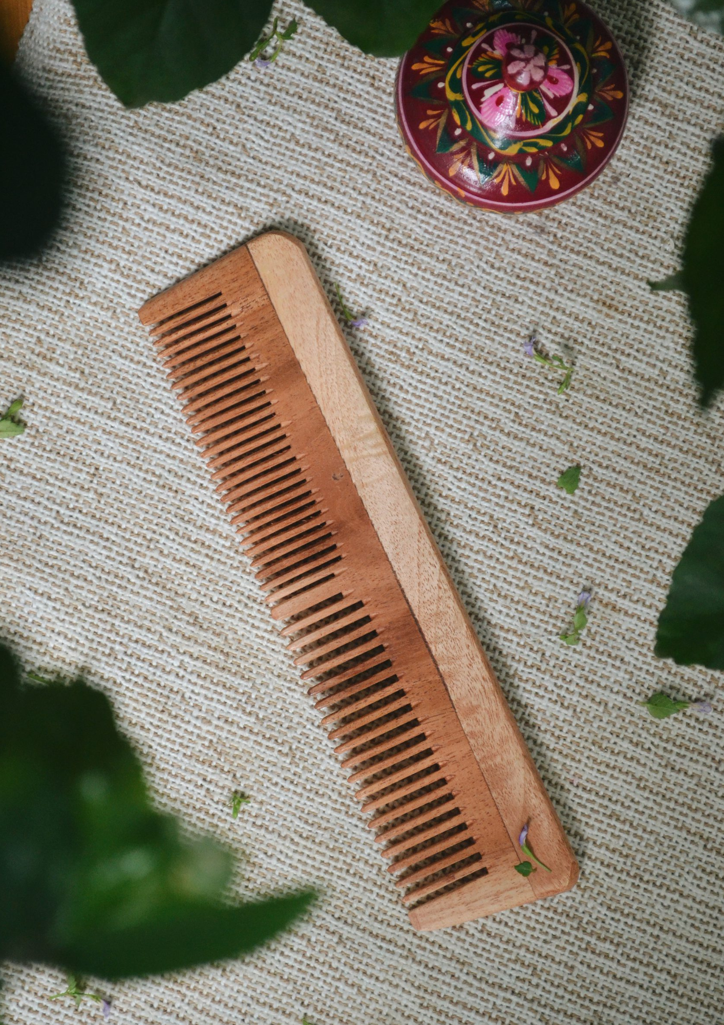 Dual Lily Neem Wood Comb