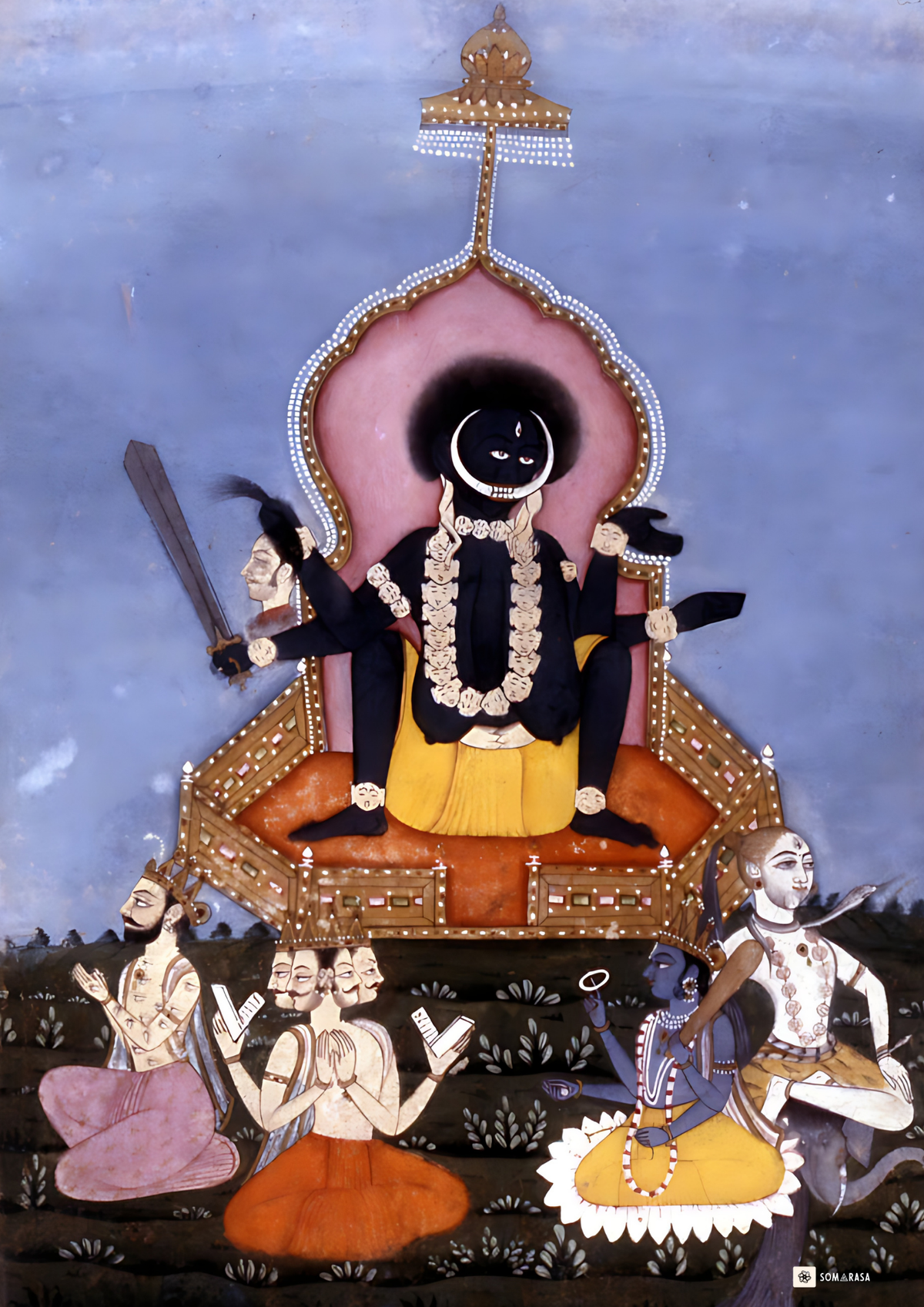 Supreme Divinity Kali as the Supreme Deity Poster – Tantric Black Goddess on Throne ...