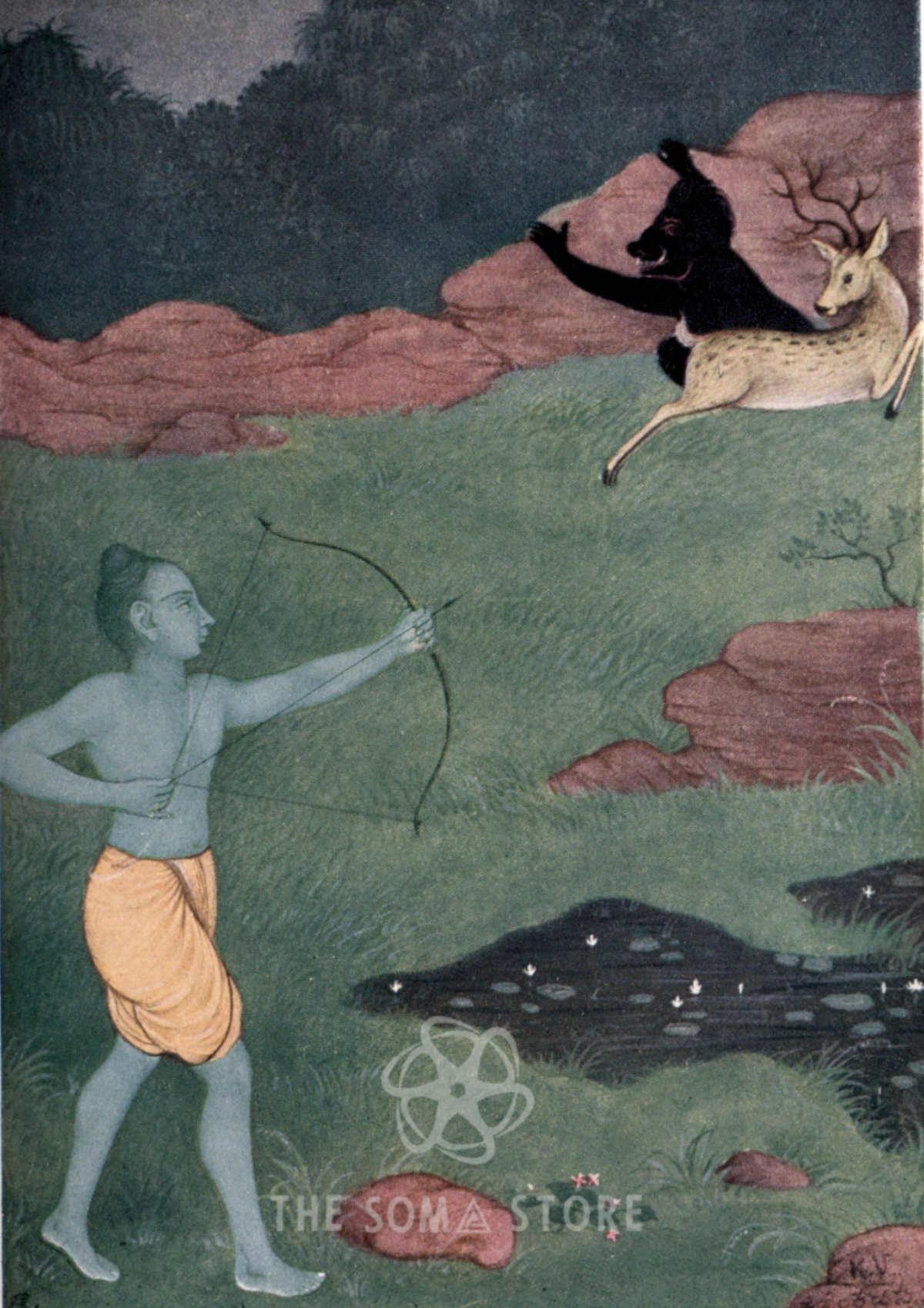 Golden Dear Rama Slays Golden Deer Poster – Ramayana Art Print (A3) – The Soma Store