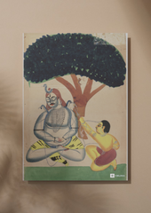 Kamdev Awakens Shiva – Kalighat Painting Reprint (A3 Poster)