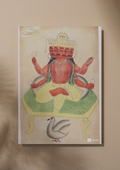 Brahma on Hamsa – Kalighat Painting Reprint (A3 Poster)