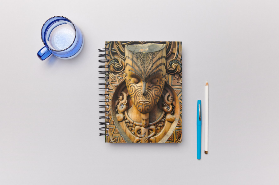 Māori Mana Mask Notepad (A5 Size) – A Journal of Identity & Ancestors