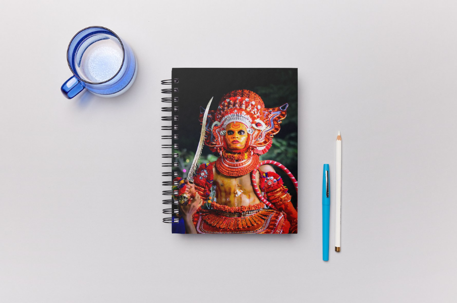 Blazing Spirit – Red Theyyam Ritual Performer (A5 Notepad)