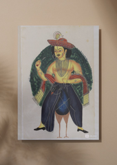 Kartikeya on Peacock – Kalighat Painting Reprint (A3 Poster)