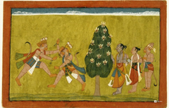 Vali and Sugriva Duel Under Rama’s Watch – Folio from the Shangri Ramayana (16×24 Poster)
