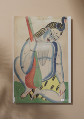 Shiva with Veena – Kalighat Painting Reprint (A3 Poster)