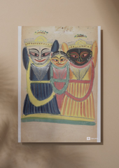 Jagannath, Balabhadra, and Subhadra – Kalighat Painting Reprint (A3 Poster)
