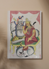 Shiva Parvati Enthroned – Kalighat Painting Reprint (A3 Poster)