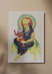 Parvati and Ganesha – Kalighat Painting Reprint (A3 Poster)