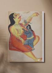 Krishna Killing Putana – Kalighat Painting Reprint (A3 Poster)