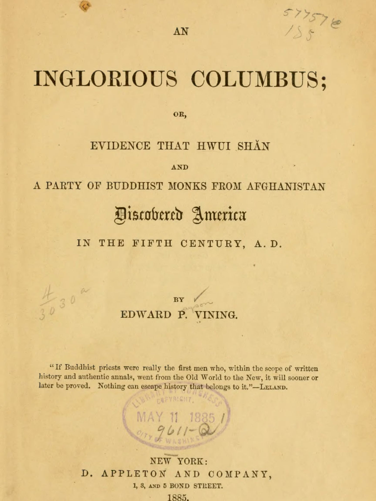 An Inglorious Columbus – Edward P. Vining's Classic Case for the Buddhist Discovery of America (English Ebook)
