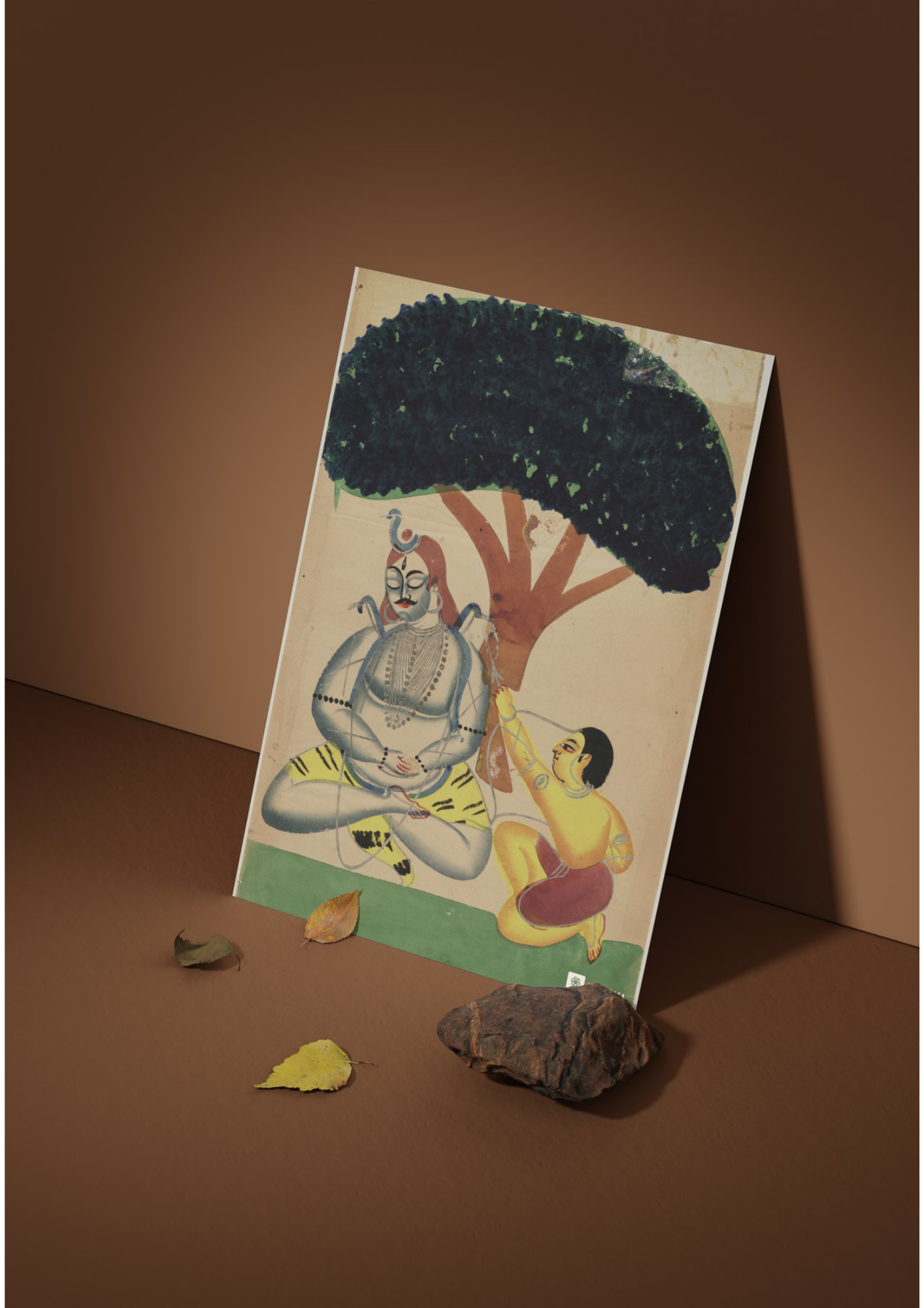 Kamdev Awakens Shiva – Kalighat Painting Reprint (A3 Poster)