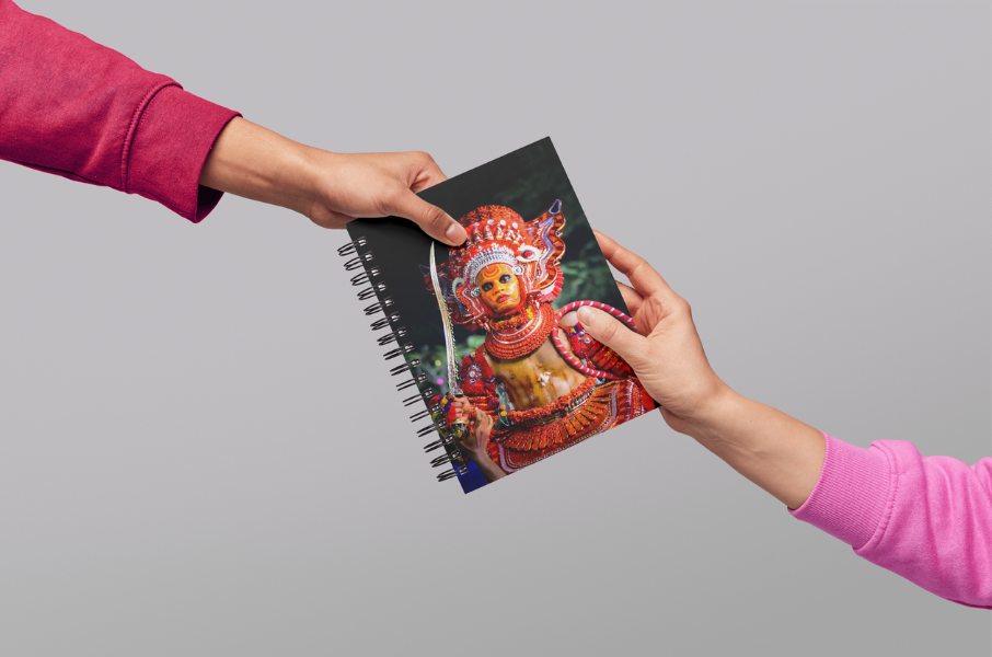 Blazing Spirit – Red Theyyam Ritual Performer (A5 Notepad)