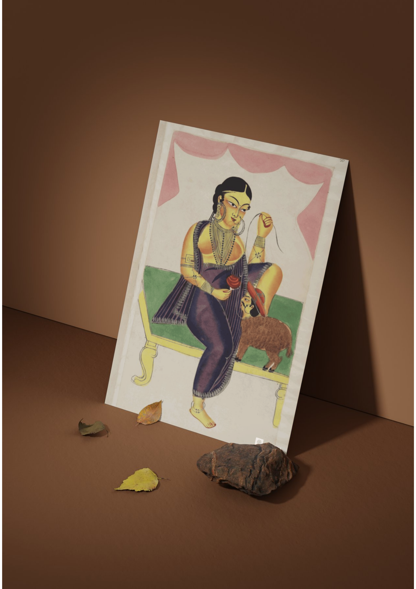The Courtesan and the Sheep-Man – Kalighat Painting Reprint (A3 Poster)