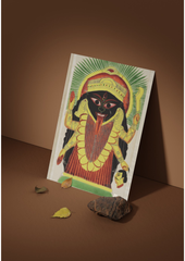 Kali Fierce and Divine – Kalighat Painting Reprint (A3 Poster)