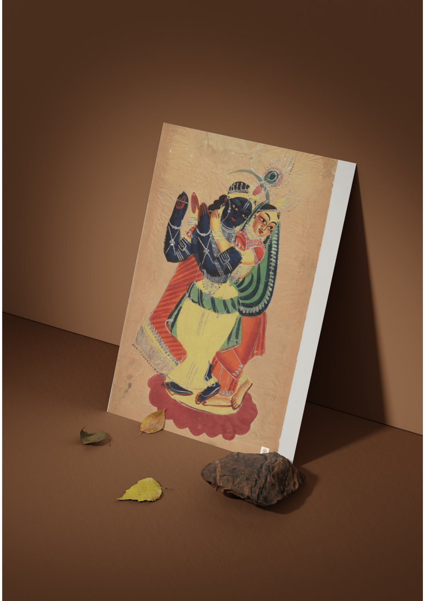 Radha Krishna – Kalighat Painting Reprint (A3 Poster)