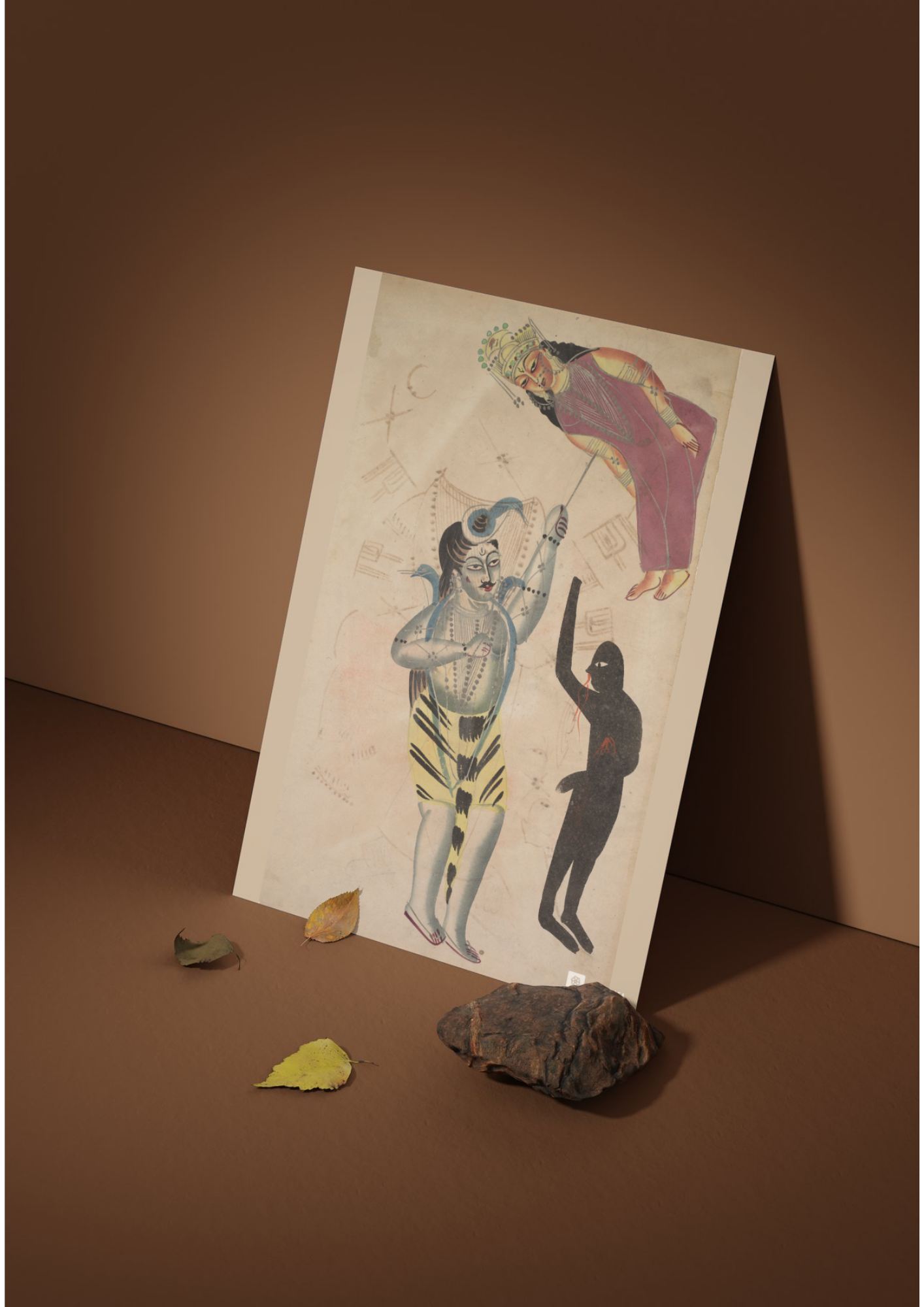 Shiva Holding the Burnt Body of Sati – Kalighat Painting Reprint (A3 Poster)