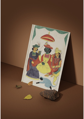 Rama, Sita, and Lakshmana Enthroned – Kalighat Painting Reprint (A3 Poster)