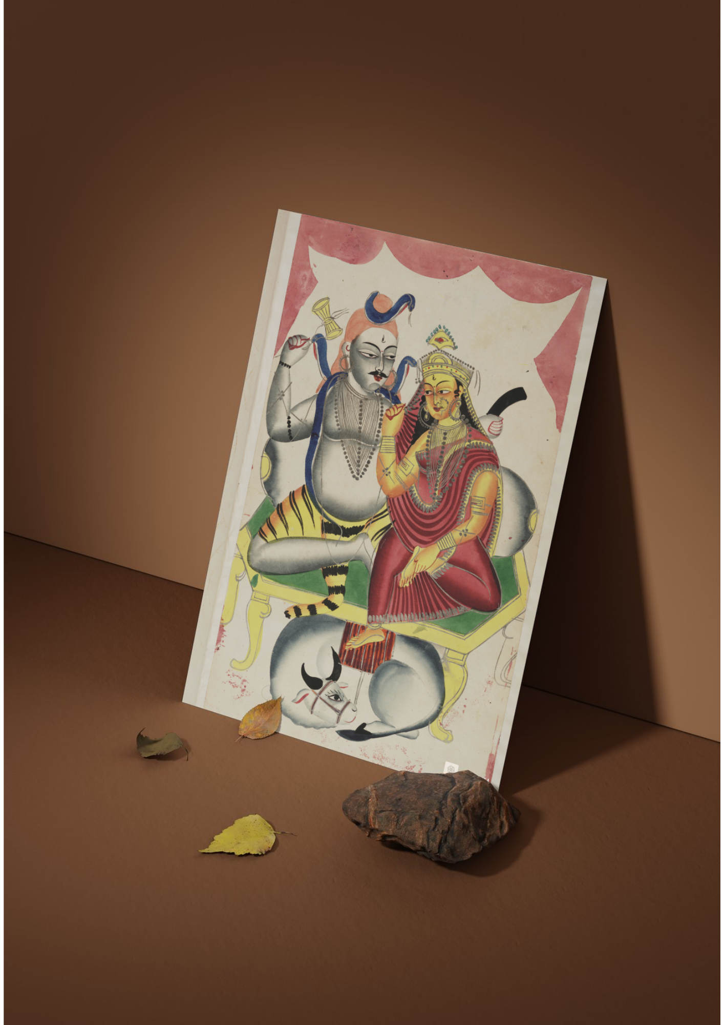 Shiva Parvati Enthroned – Kalighat Painting Reprint (A3 Poster)