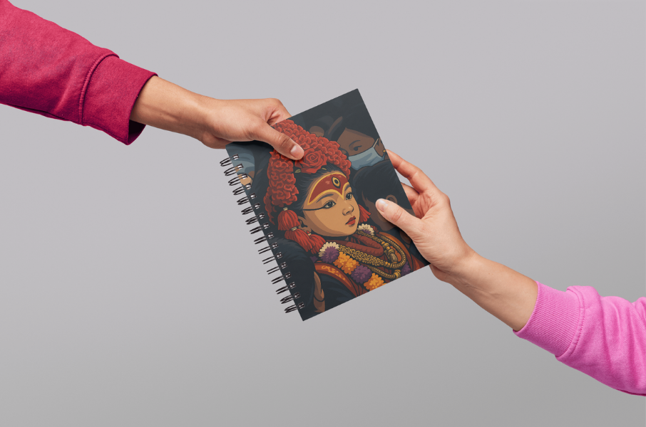 Kumari – The Living Goddess of Nepal (A5 Notepad) | Divine Grace in Ink