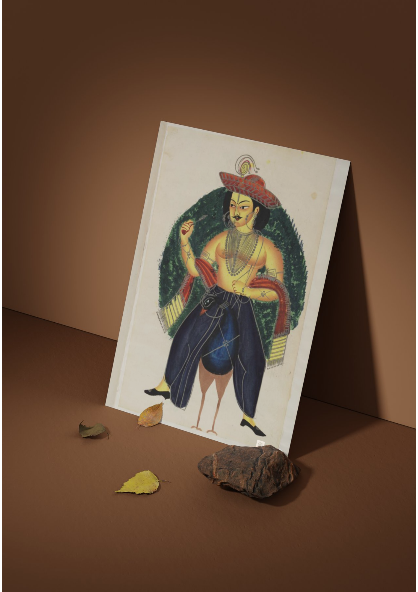 Kartikeya on Peacock – Kalighat Painting Reprint (A3 Poster)