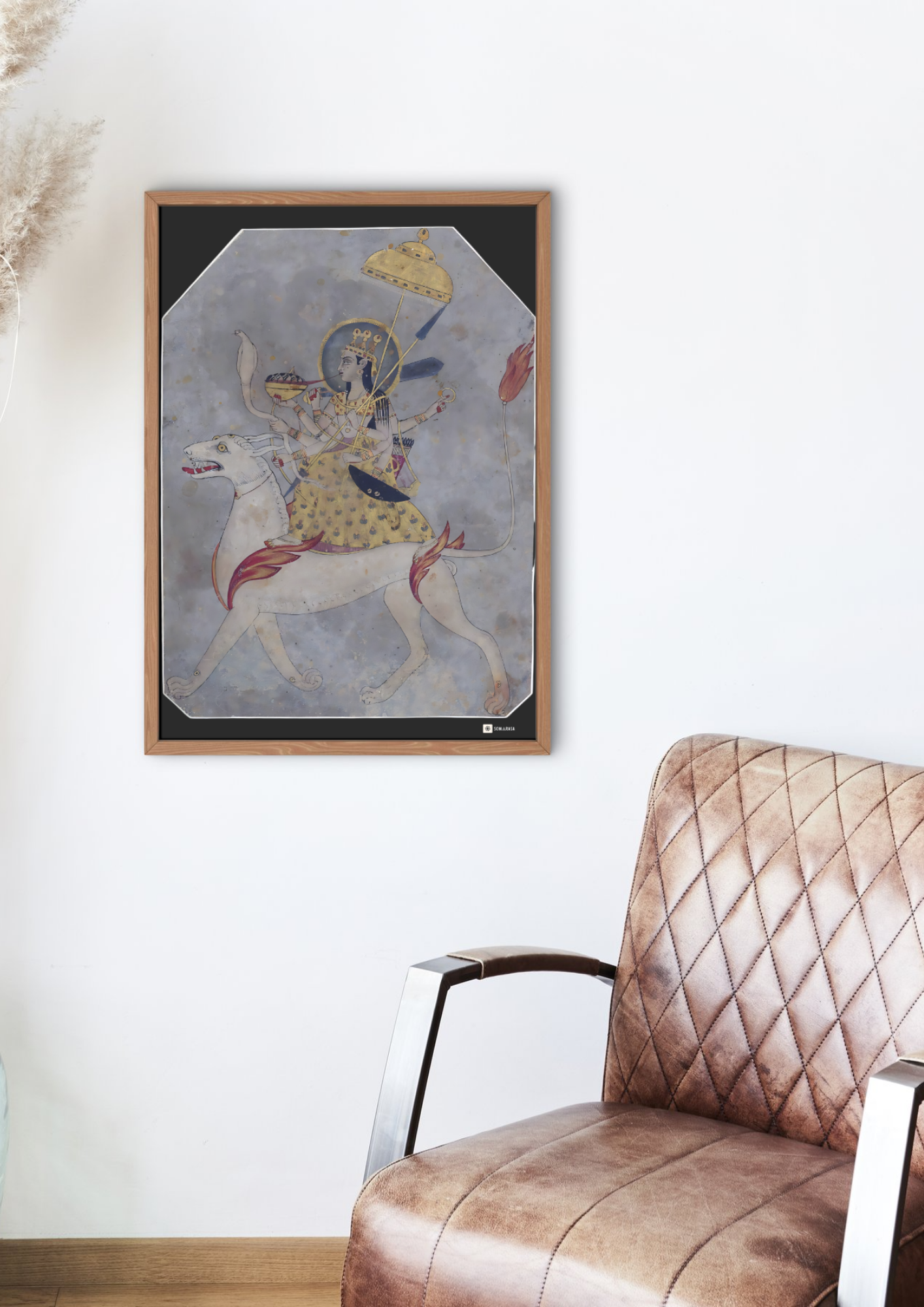 Durga on Her Divine Mount – Power, Grace &amp; Protection (A3 Poster)