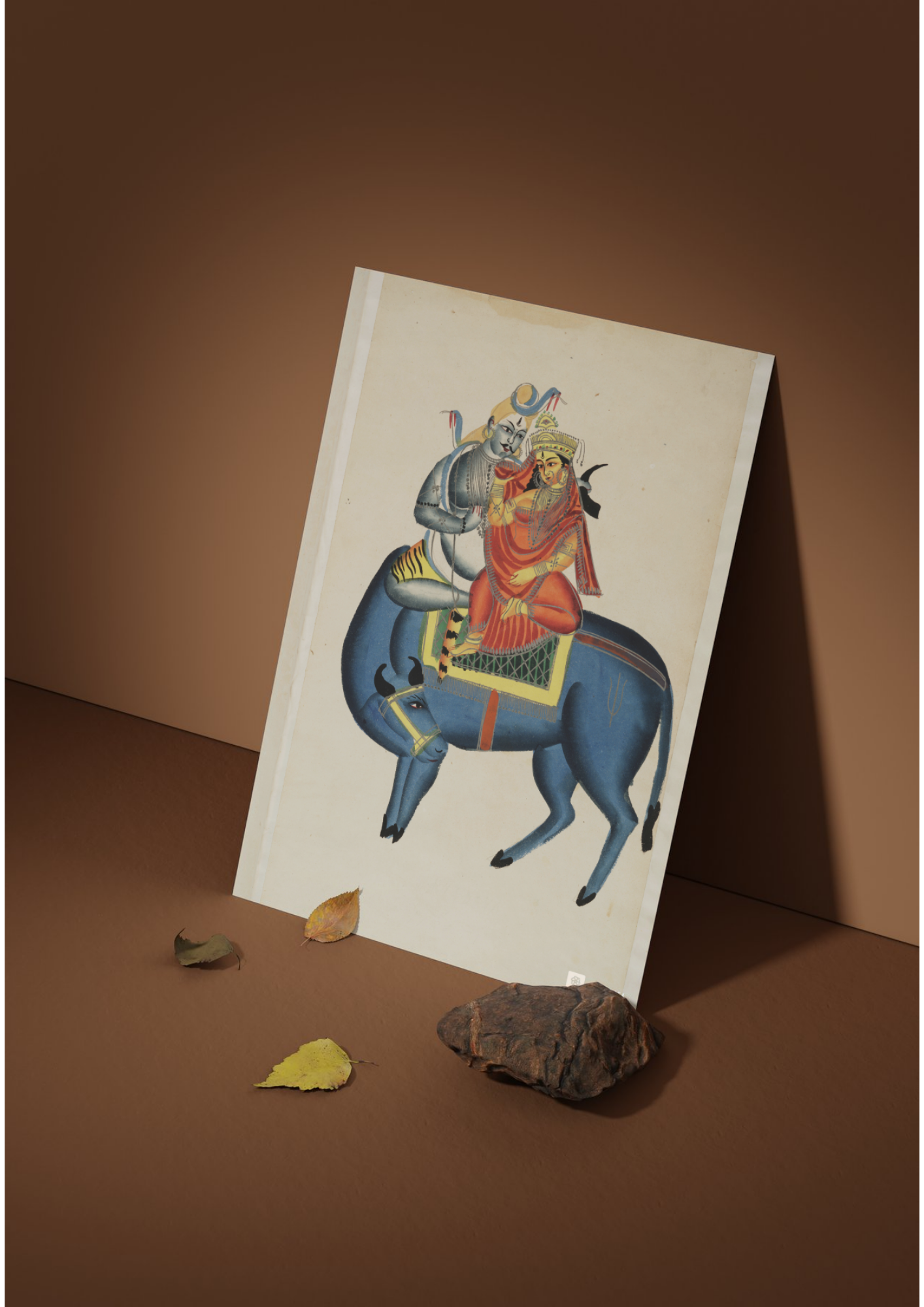 Shiv and Parvati on Nandi – Kalighat Painting Reprint (A3 Poster)