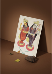 Lakshmi & Saraswati – Kalighat Painting Reprint (A3 Poster)