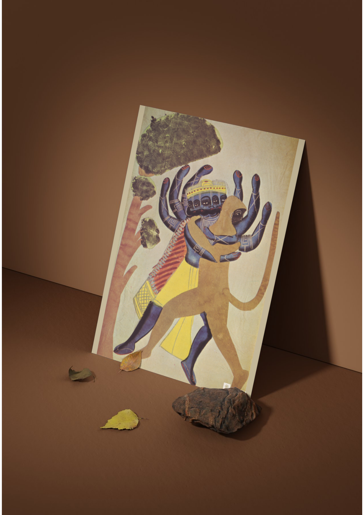 Ravan & Hanuman – Kalighat Painting Reprint (A3 Poster)