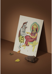 Shiva and Annapurna – Kalighat Painting Reprint (A3 Poster)