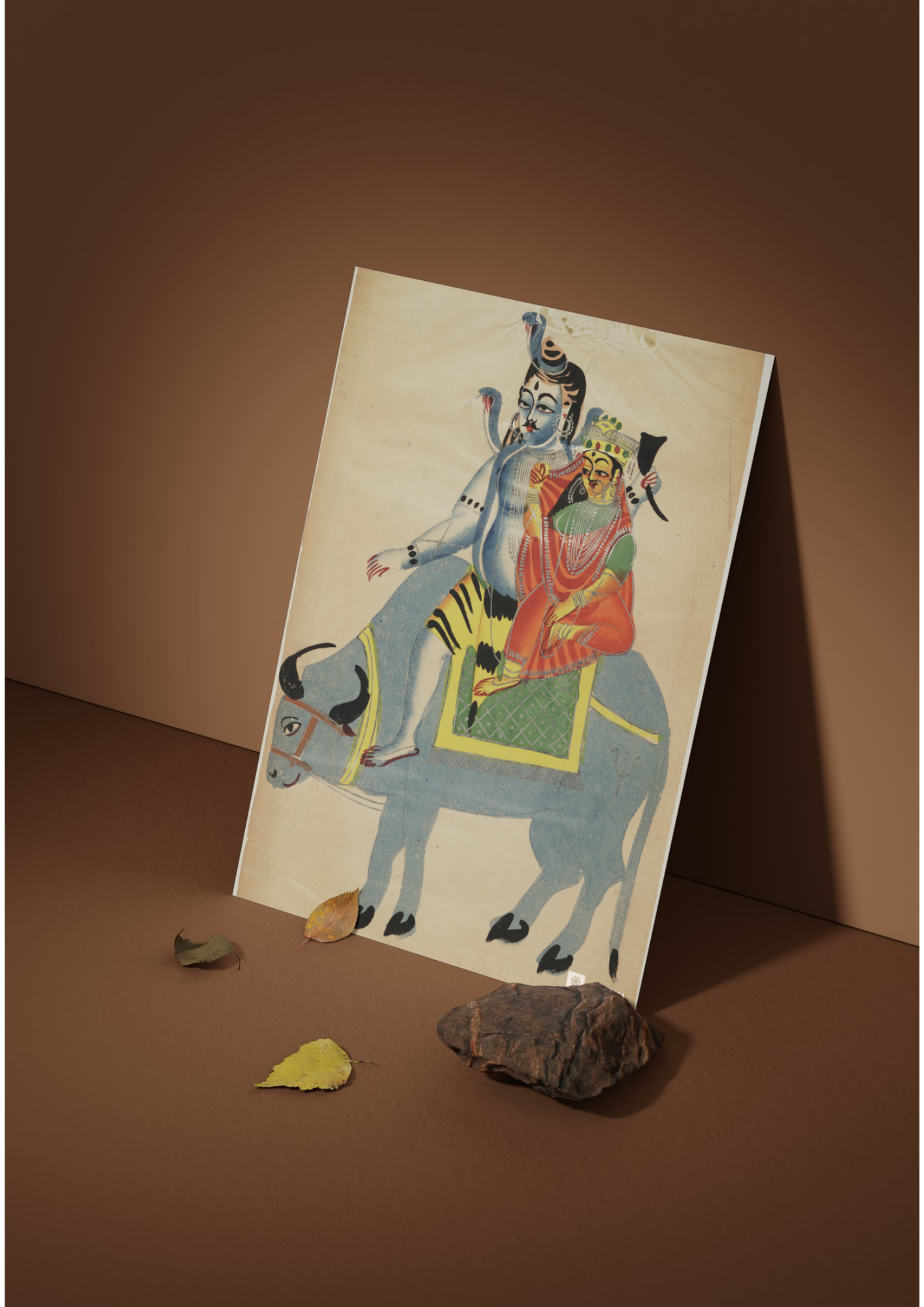 Shankar & Parvati on Nandi – Kalighat Painting Reprint (A3 Poster)
