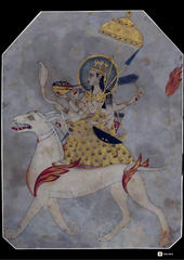 Durga on Her Divine Mount – Power, Grace &amp; Protection (A3 Poster)