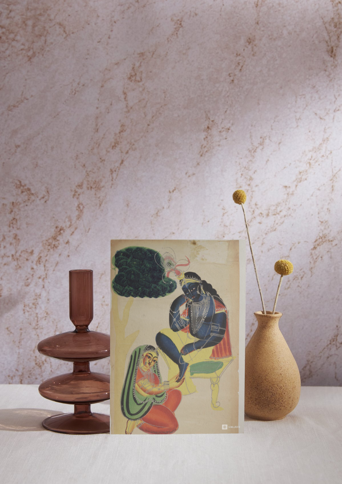 Radha Serving Krishna – Kalighat Painting Reprint (A3 Poster)
