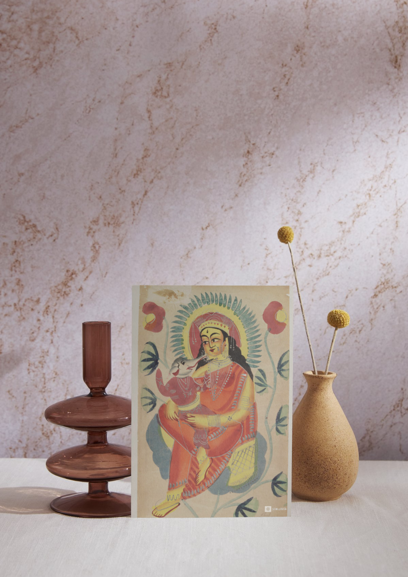 Gauri Nursing Ganesh – Kalighat Painting Reprint (A3 Poster)
