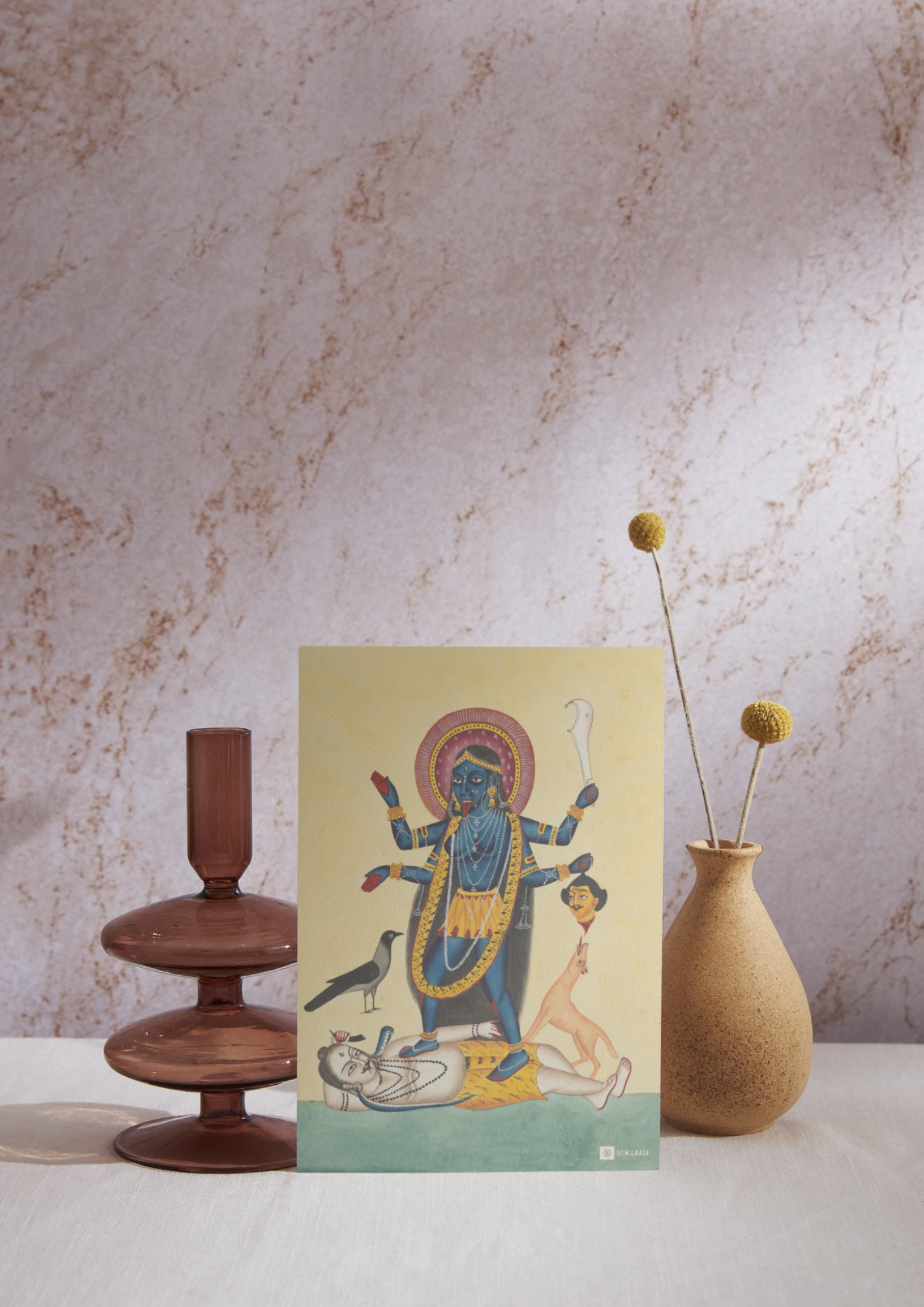 Kali Standing on Shiva – Kalighat Painting Reprint (A3 Poster)