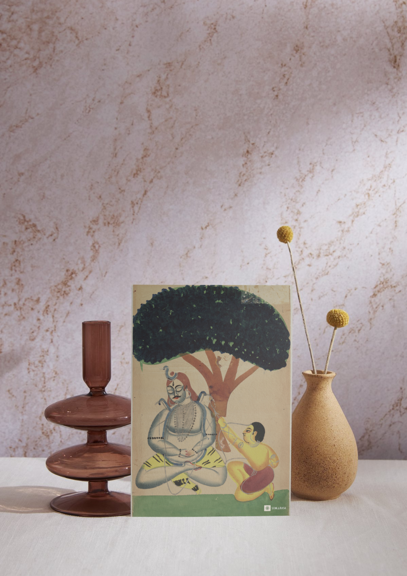 Kamdev Awakens Shiva – Kalighat Painting Reprint (A3 Poster)