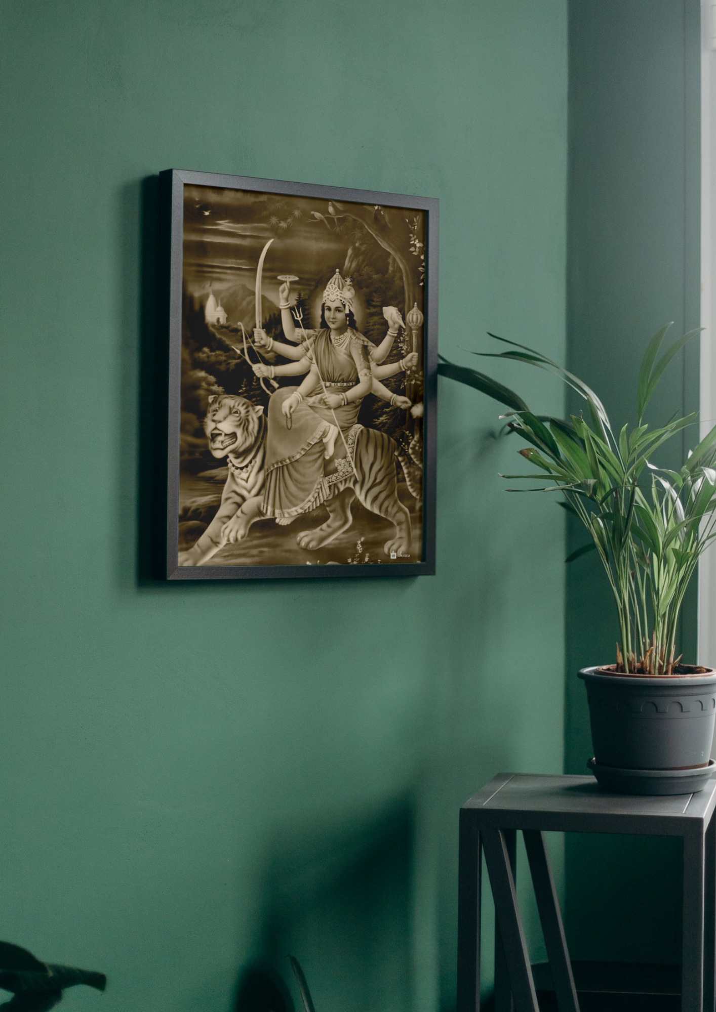 Durga Simhavahini – The Divine Warrior Goddess (A3 Vintage Poster)