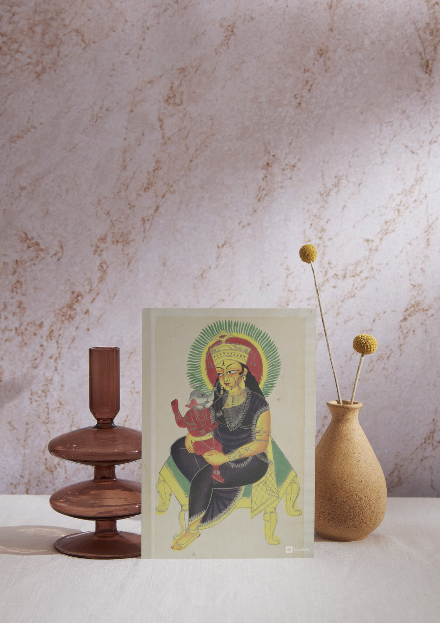 Parvati and Ganesha – Kalighat Painting Reprint (A3 Poster)
