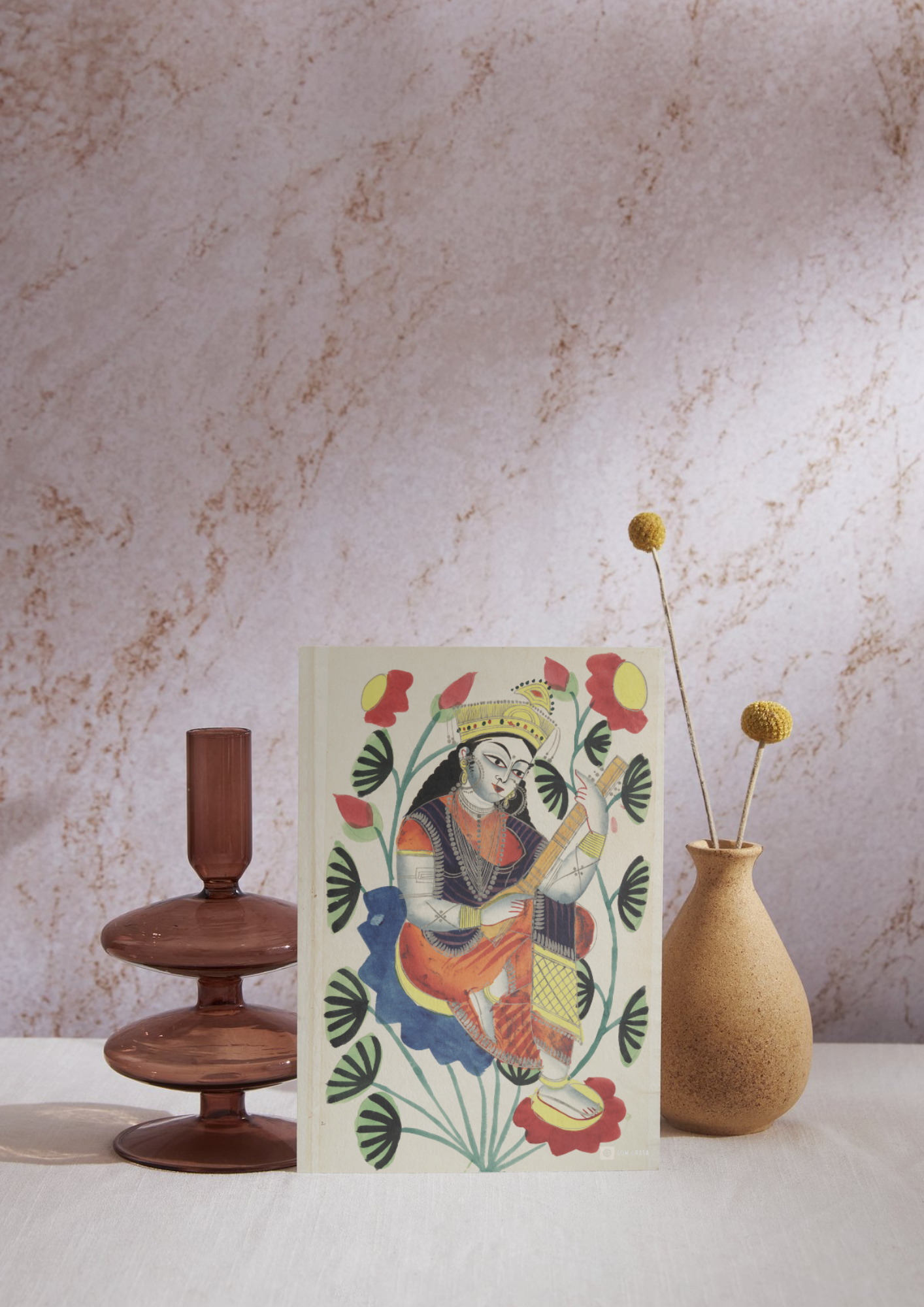 Saraswati on Lotus – Kalighat Painting Reprint (A3 Poster)
